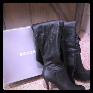 Leather over the knee high heel boots